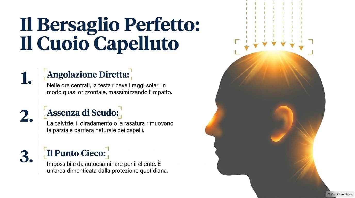 Testa calva o rasata al sole: perché il cuoio capelluto è a rischio