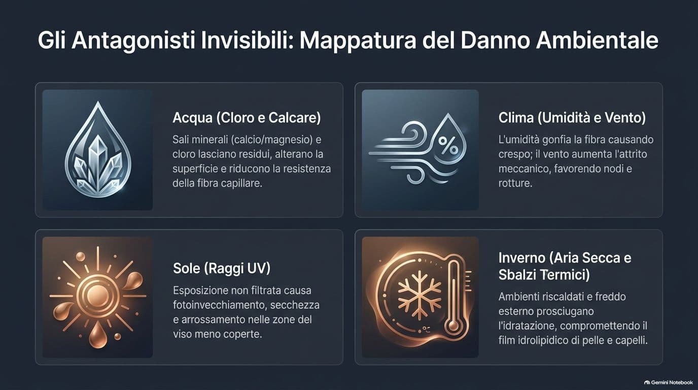Acqua calcarea, cloro della piscina e smog: rovinano i capelli? Come difenderli